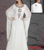 White embroidered georgette islamic kaftans