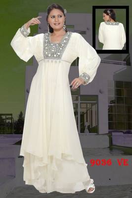 White embroidered georgette islamic kaftans 2