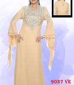 Beige embroidered georgette islamic kaftans