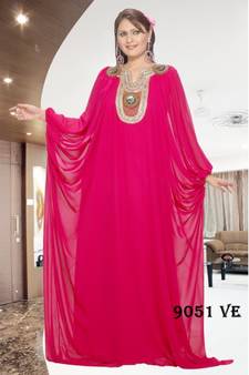 Magenta embroidered georgette islamic kaftans