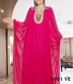 Magenta embroidered georgette islamic kaftans