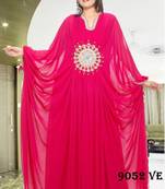 Magenta embroidered georgette islamic kaftans