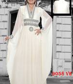 White embroidered georgette islamic kaftans