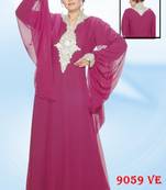 Magenta embroidered georgette islamic kaftans