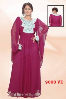 Magenta embroidered georgette islamic kaftans