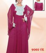 Magenta embroidered georgette islamic kaftans