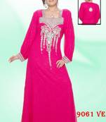 Pink embroidered georgette islamic kaftans