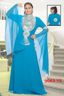 Blue embroidered georgette islamic kaftans 1