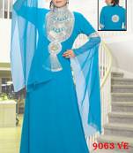 Blue embroidered georgette islamic kaftans
