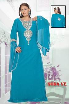 Blue embroidered georgette islamic kaftans