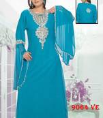 Blue embroidered georgette islamic kaftans