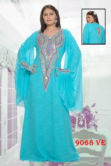 Blue embroidered georgette islamic kaftans