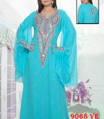 Blue embroidered georgette islamic kaftans