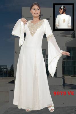 White embroidered georgette islamic kaftans 1