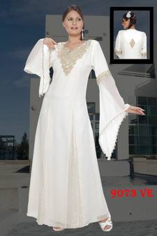 White embroidered georgette islamic kaftans