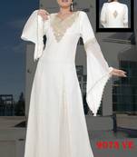 White embroidered georgette islamic kaftans