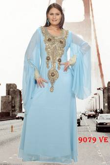 Blue embroidered georgette islamic kaftans