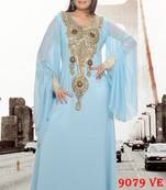 Blue embroidered georgette islamic kaftans
