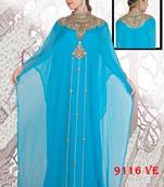 Blue embroidered georgette islamic kaftans