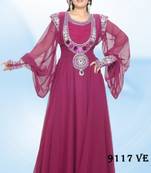 Magenta embroidered georgette islamic kaftans