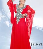 Red embroidered georgette islamic kaftans