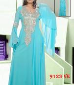 Blue embroidered georgette islamic kaftans