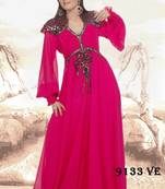 Pink embroidered georgette islamic kaftans