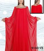 Red embroidered georgette islamic kaftans