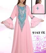 Baby pink embroidered georgette islamic kaftans