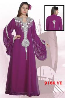 Purple embroidered georgette islamic kaftans