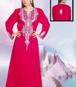 Pink embroidered georgette islamic kaftans