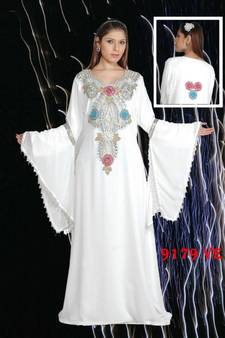White embroidered georgette islamic kaftans