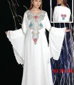 White embroidered georgette islamic kaftans