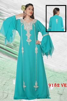 Blue embroidered georgette islamic kaftans