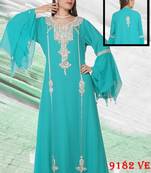 Blue embroidered georgette islamic kaftans