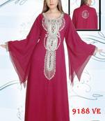 Magenta embroidered georgette islamic kaftans
