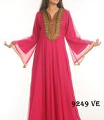 Pink embroidered georgette islamic kaftans