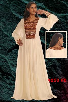 White embroidered georgette islamic kaftans 1