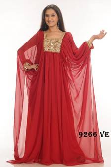 Red embroidered georgette islamic kaftans