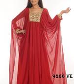 Red embroidered georgette islamic kaftans