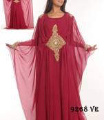 Magenta embroidered georgette islamic kaftans