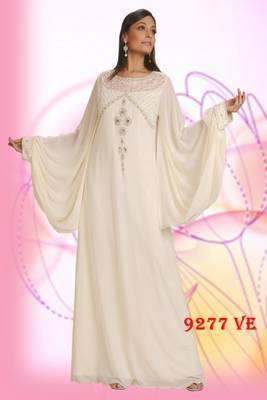 White embroidered georgette islamic kaftans 1