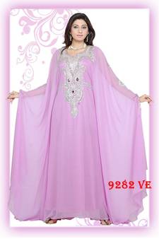 Baby pink embroidered georgette islamic kaftans