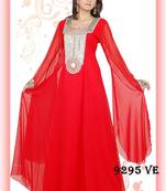 Red embroidered georgette islamic kaftans