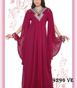 Magenta embroidered georgette islamic kaftans