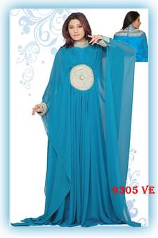 Blue embroidered georgette islamic kaftans