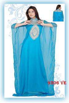 Blue embroidered georgette islamic kaftans