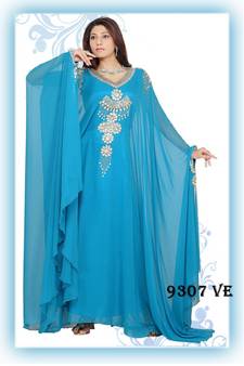 Blue embroidered georgette islamic kaftans