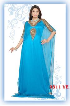Blue embroidered georgette islamic kaftans