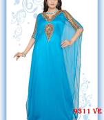 Blue embroidered georgette islamic kaftans